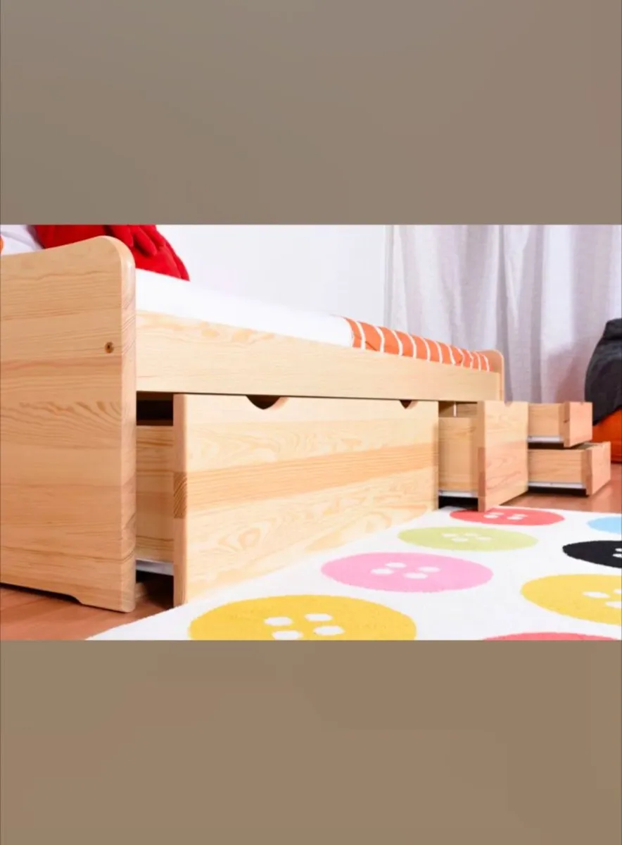 Single bed solid pine wood with drawers - Image 3