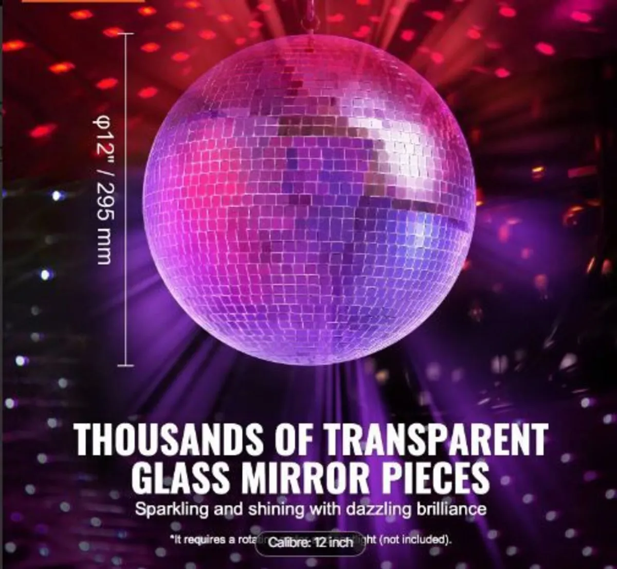 Mirror Disco Ball, 12 Inch Mirror Ball - Image 2