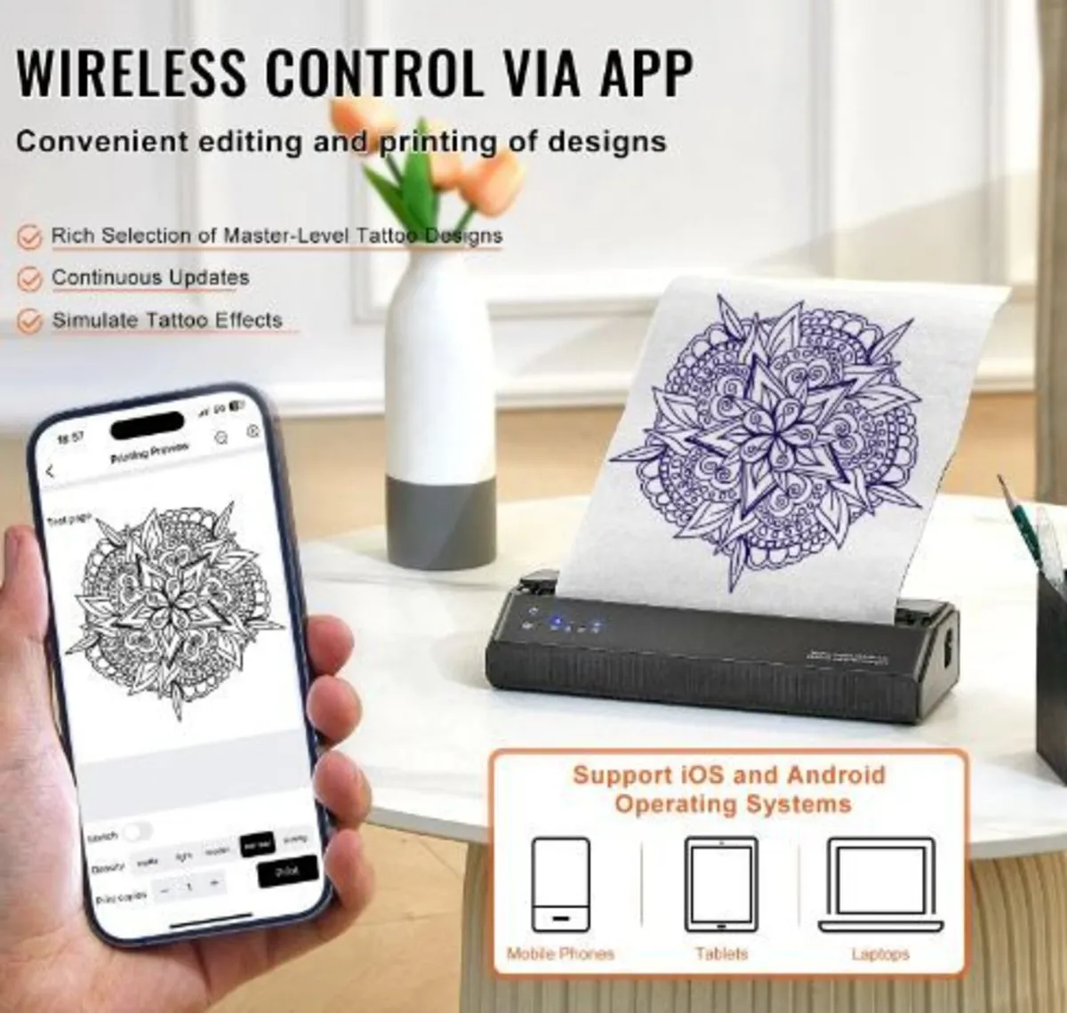 Tattoo Transfer Stencil Printer, Wireless Bluetoot - Image 4