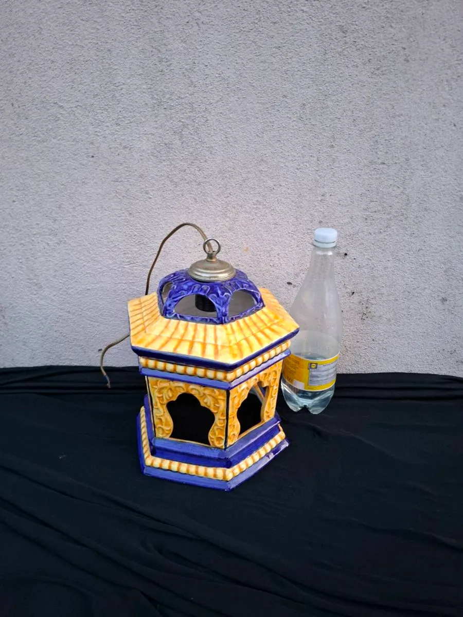 Blue and yellow chandelier - Image 1