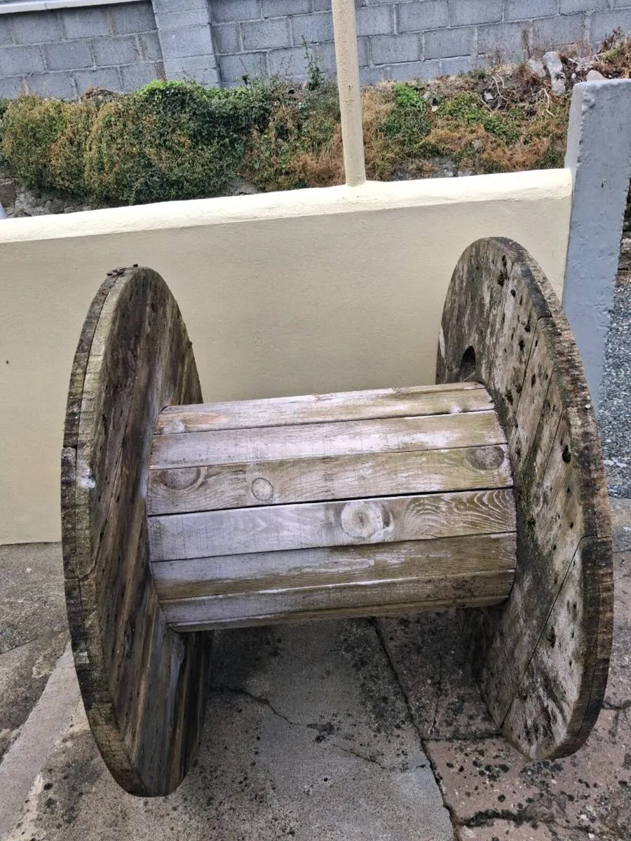 Vintage Wooden Cable Reel Table - Image 1