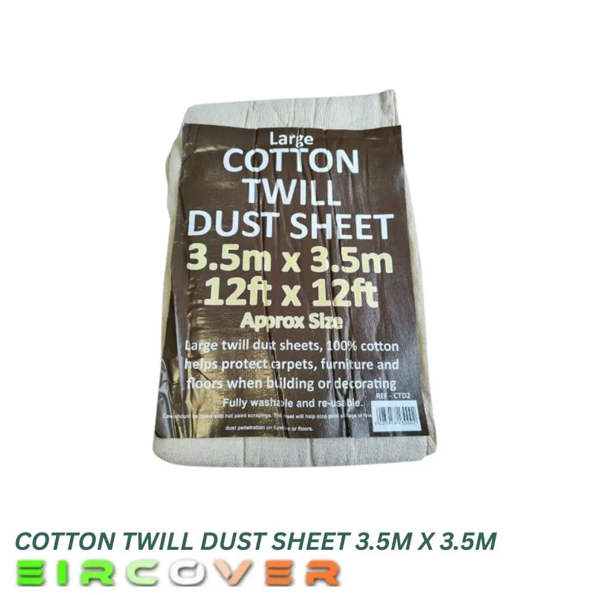 Cotton twill dust sheet 3.5m x 3.5m (12' x 12') - Image 1