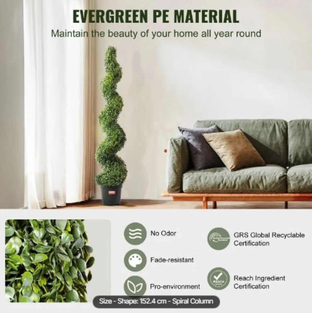 Artificial Boxwood Topiary Tree, 60 inch - Image 2
