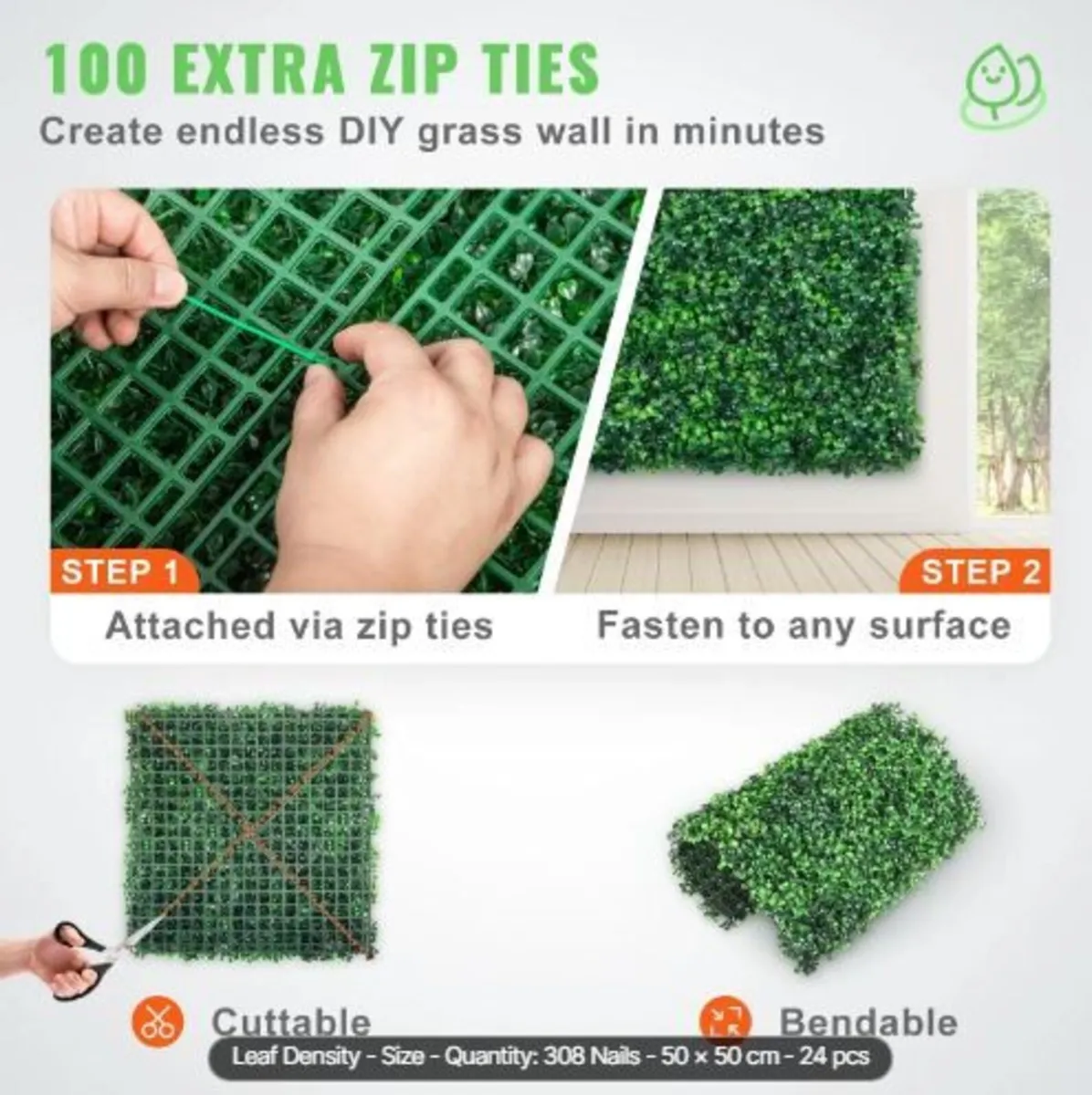 Artificial Boxwood Panel UV 24pcs - Image 4