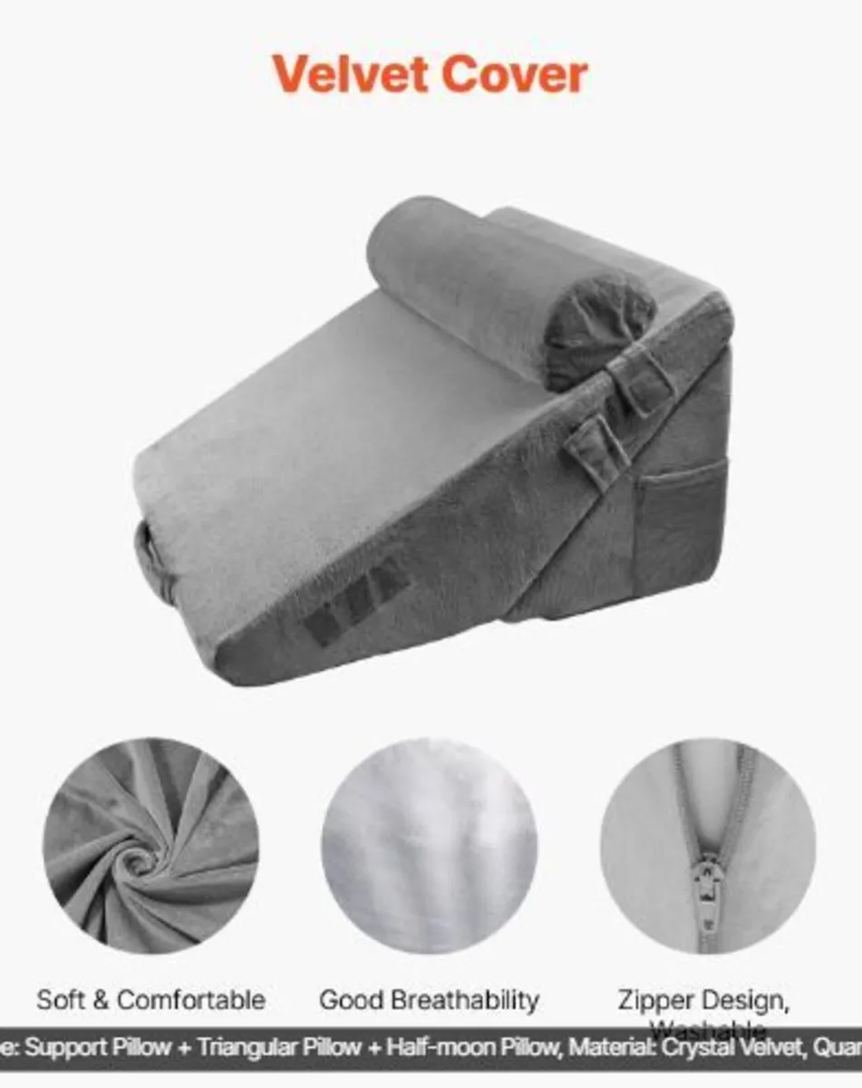 Bed Wedge Pillow for Sleeping, 3 Pcs - Image 2