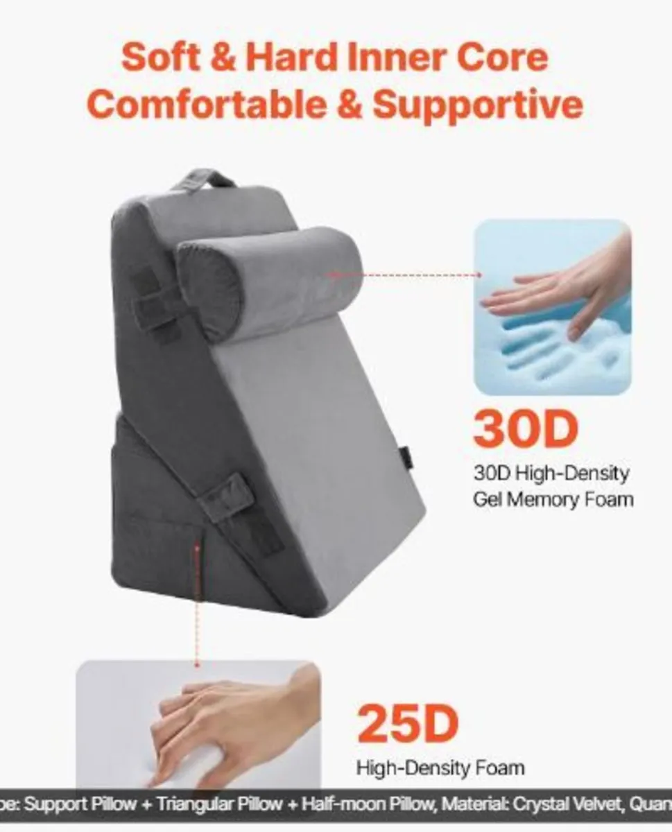 Bed Wedge Pillow for Sleeping, 3 Pcs - Image 3