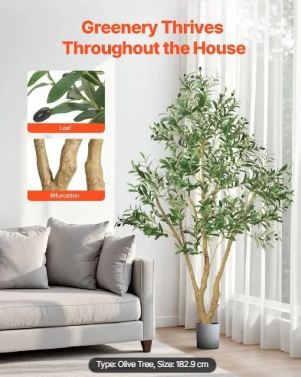 180cm Artificial Olive Tree with Black Pot - Image 3