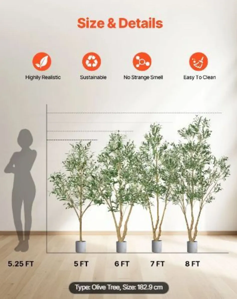 180cm Artificial Olive Tree with Black Pot - Image 2