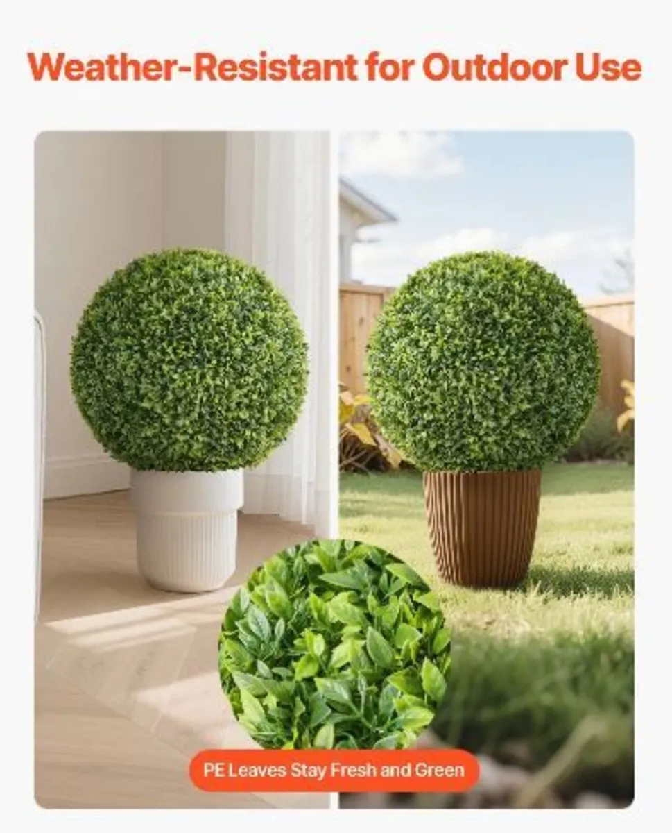 Artificial Topiary Ball, 584mm Faux Boxwood Plant - Image 2