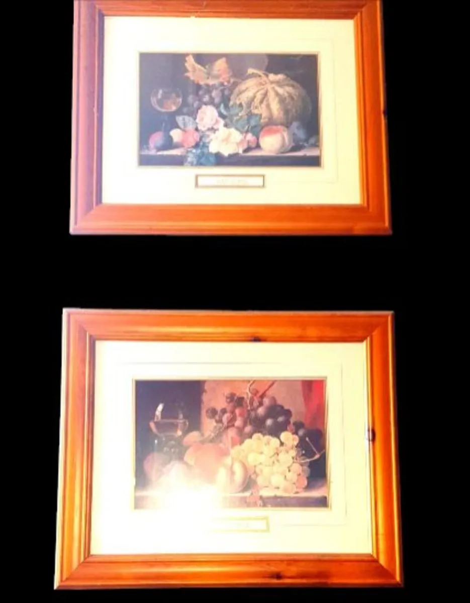 Duo of Framed Still Life Fruit & Wine Prints - Image 1