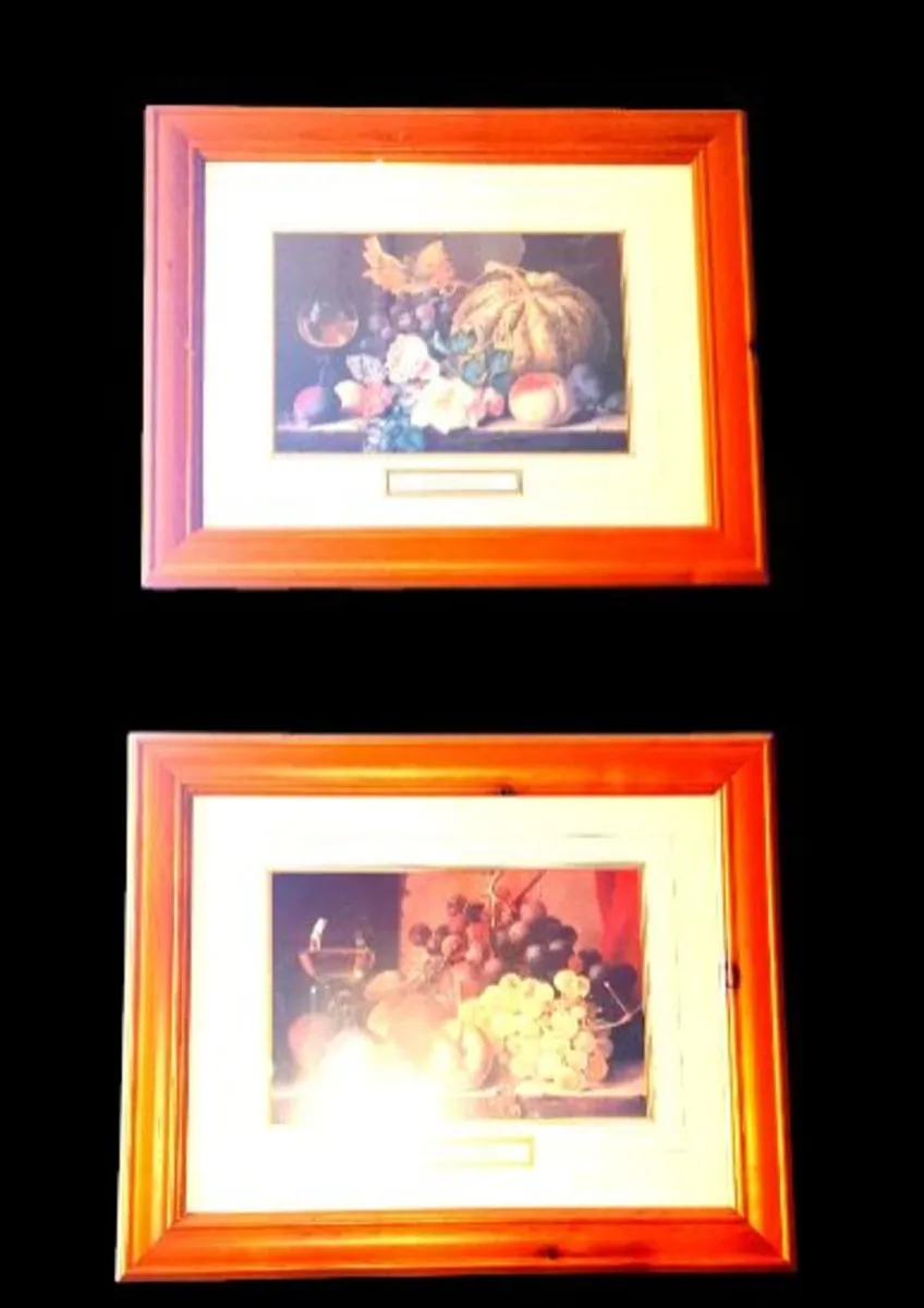 Duo of Framed Still Life Fruit & Wine Prints - Image 2