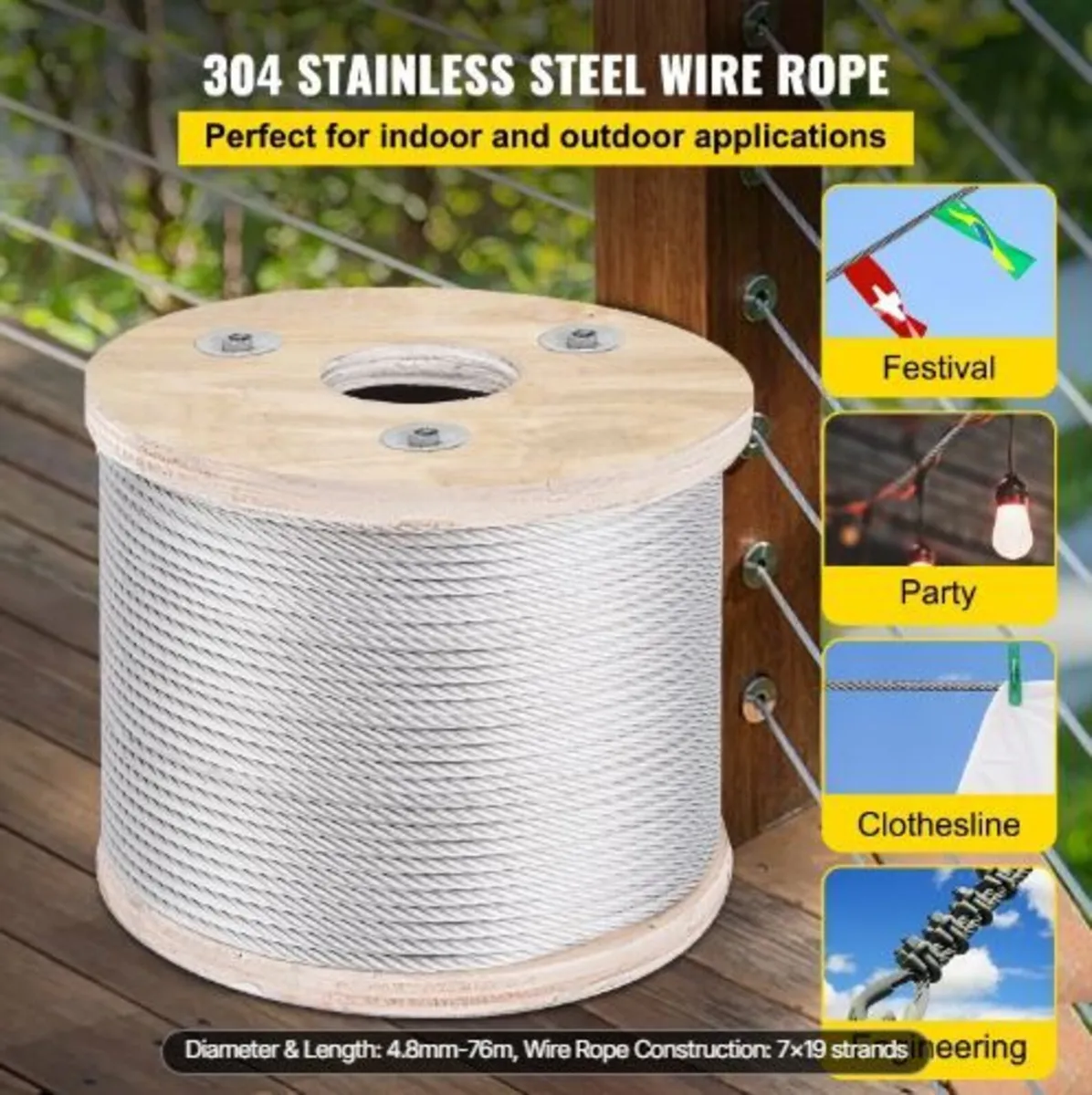 304 Stainless Steel Cable 3/16 Inch 7 X 19 Steel - Image 4
