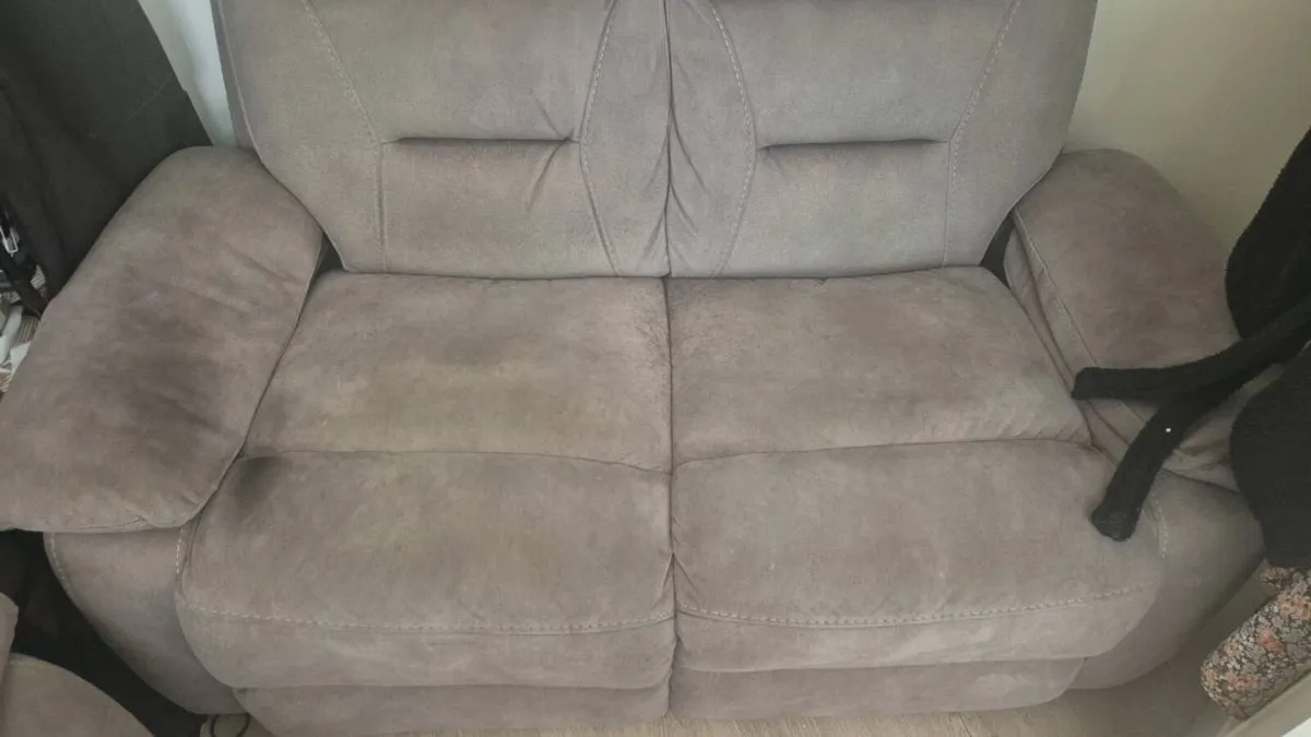 2 seater Grey suede fabric sofa - Image 1