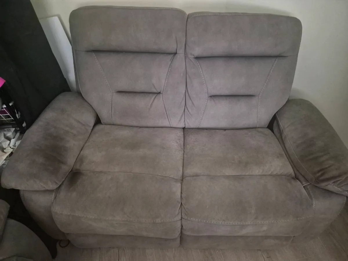 2 seater Grey suede fabric sofa - Image 2