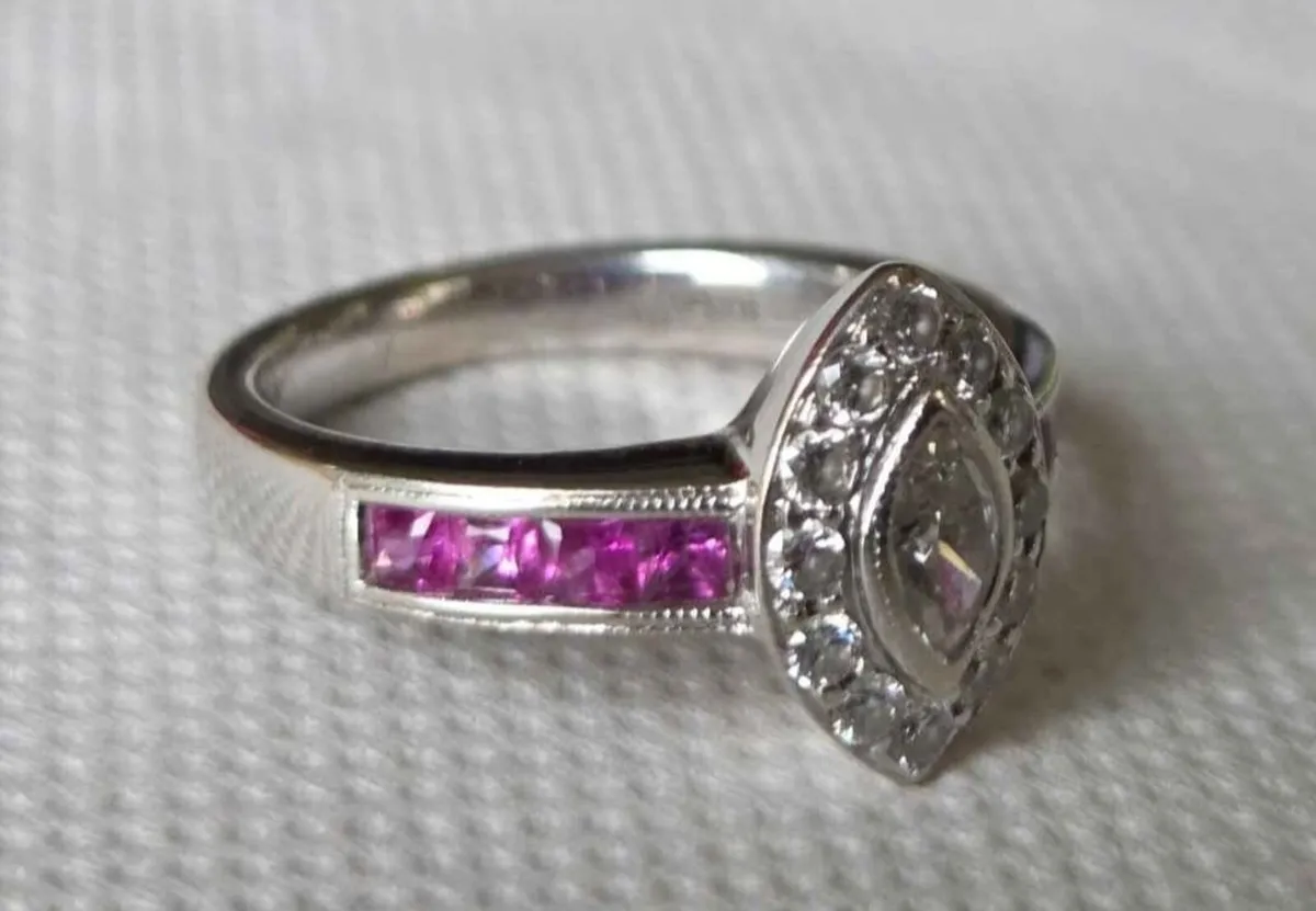 Diamond Wedding Engagement Ring and Bridal band - Image 3