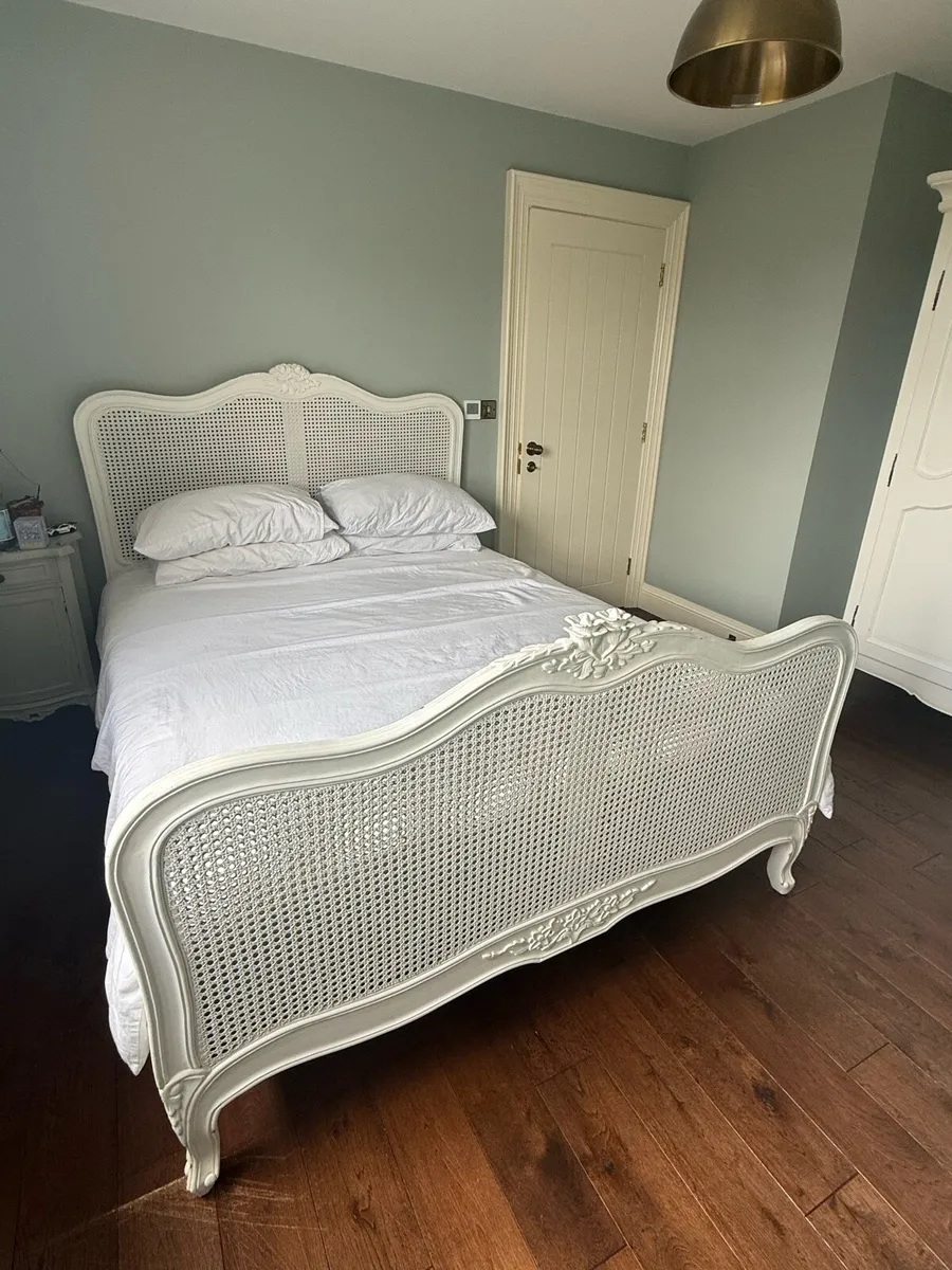 Hand Painted French Style Solid Wood Double Bed - Image 1