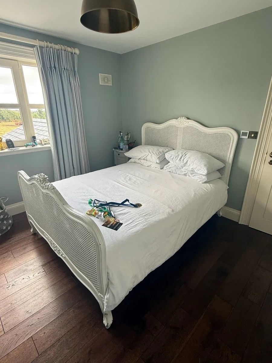 Hand Painted French Style Solid Wood Double Bed - Image 4