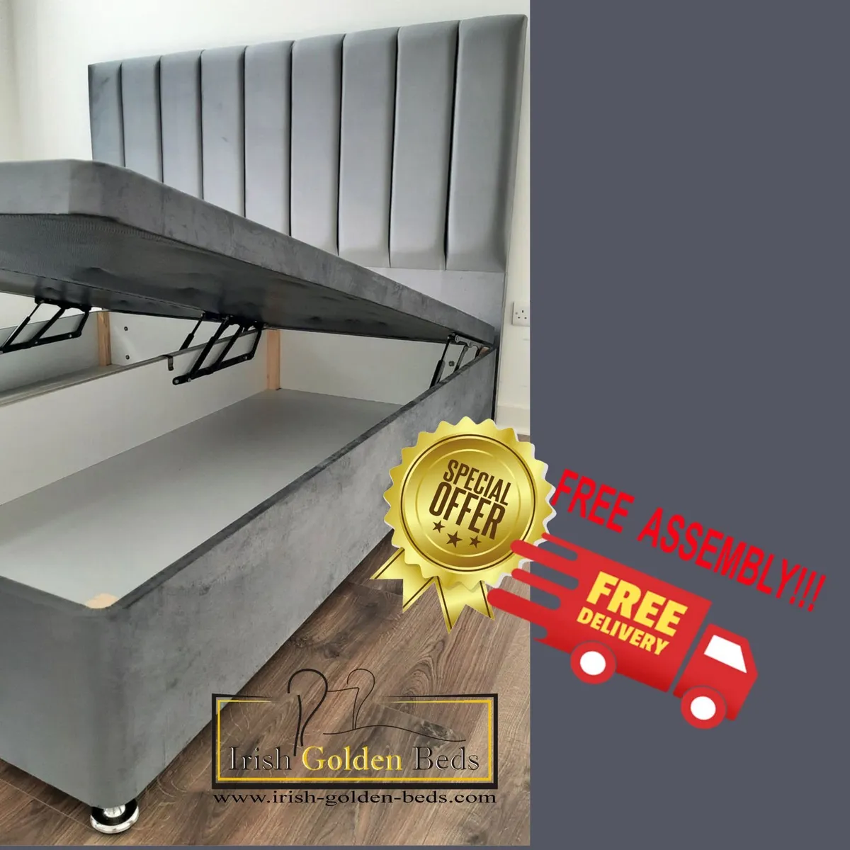 ANY HEADBOARD HEIGHT  Ottoman Storage Bed Gas Lift - Image 3