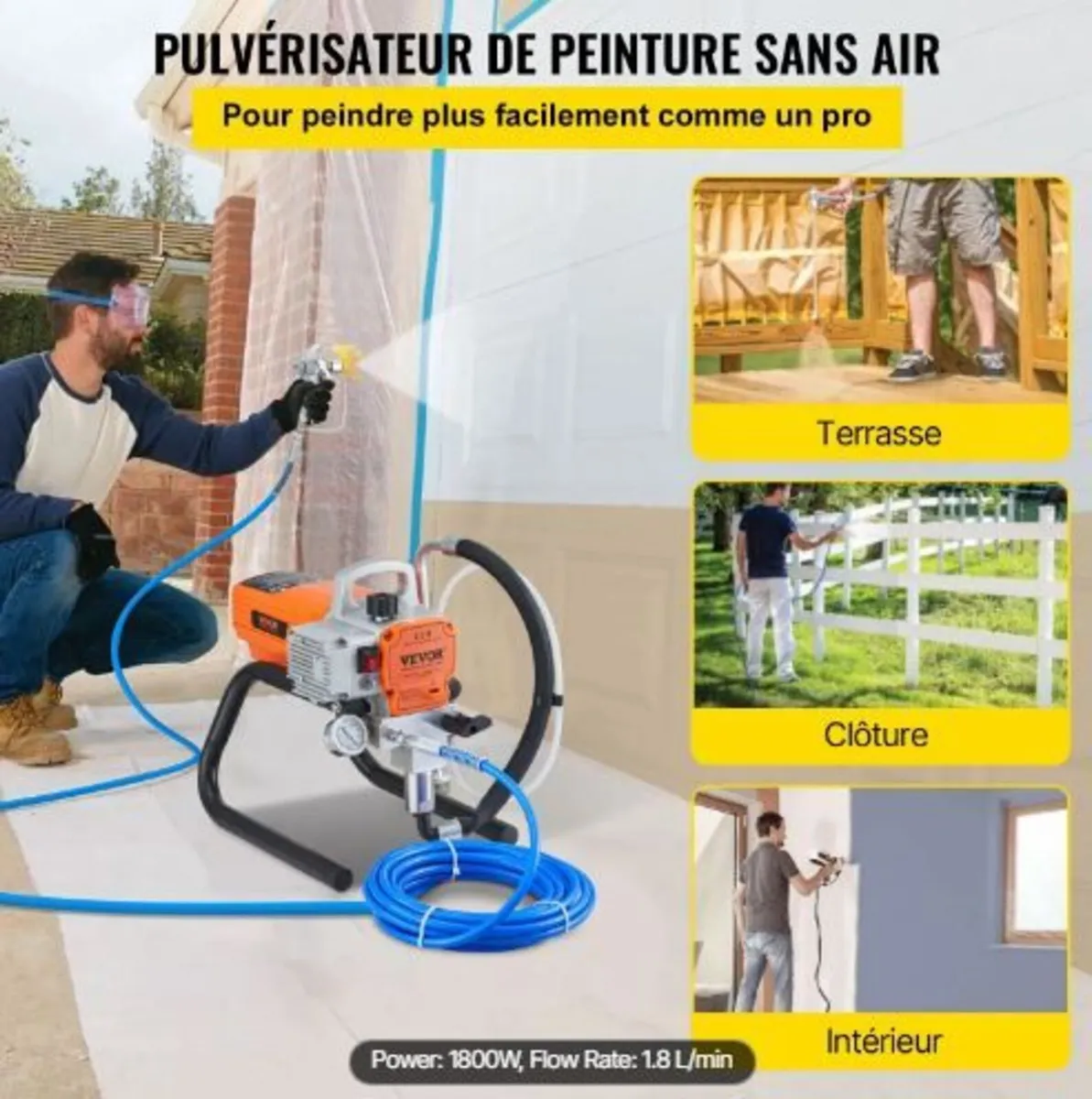 Pro Airless Wall Paint Sprayer, 1800W - Image 2