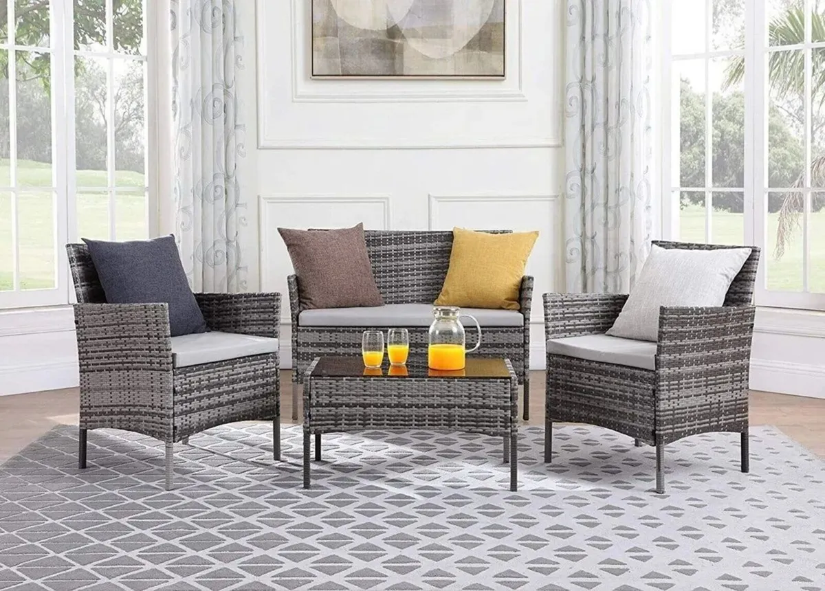 4 Piece Rattan Garden Furniture Outdoor Set - Image 2