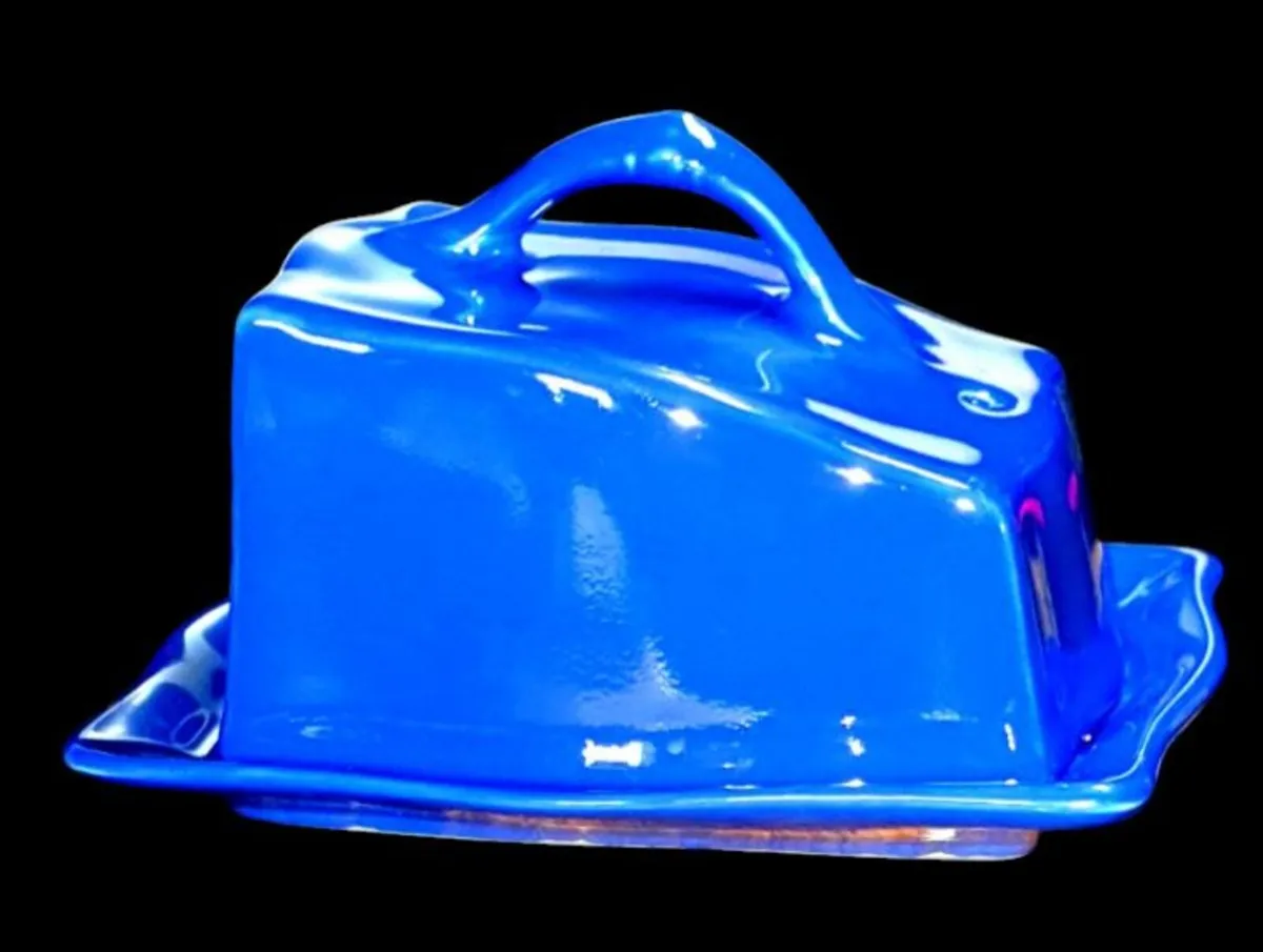 Vintage Harrods Cobalt Blue Ceramic Cheese Wedge - Image 1