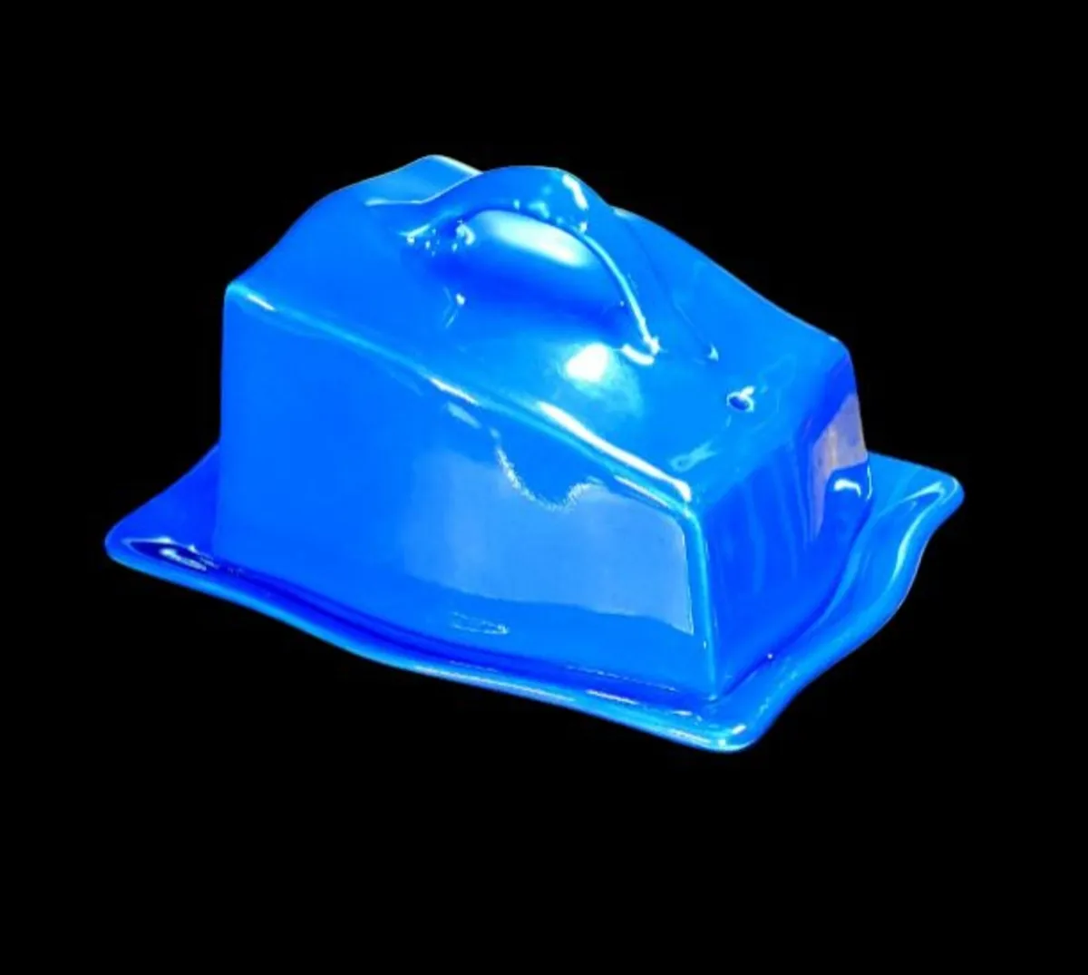 Vintage Harrods Cobalt Blue Ceramic Cheese Wedge - Image 2