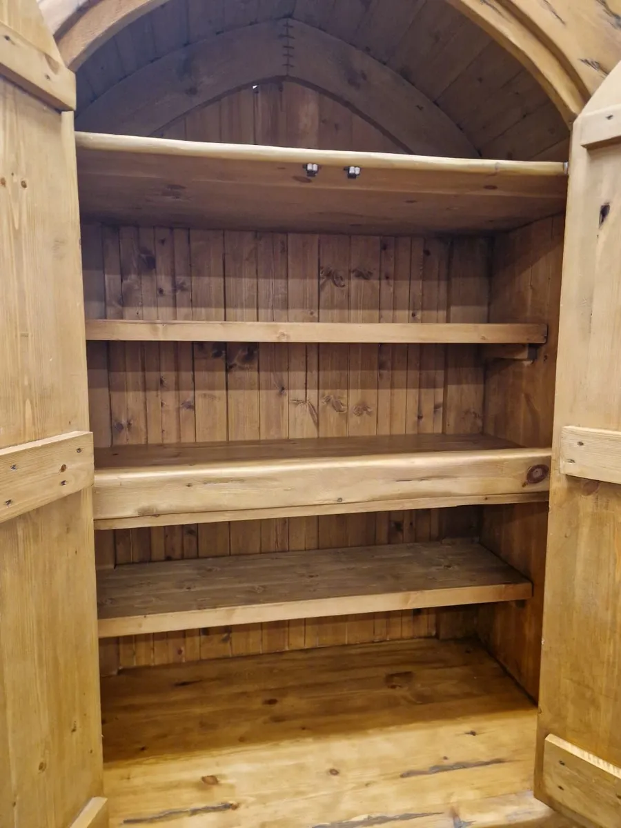 Vintage reclaimed pine gothic style press, cupboar - Image 2