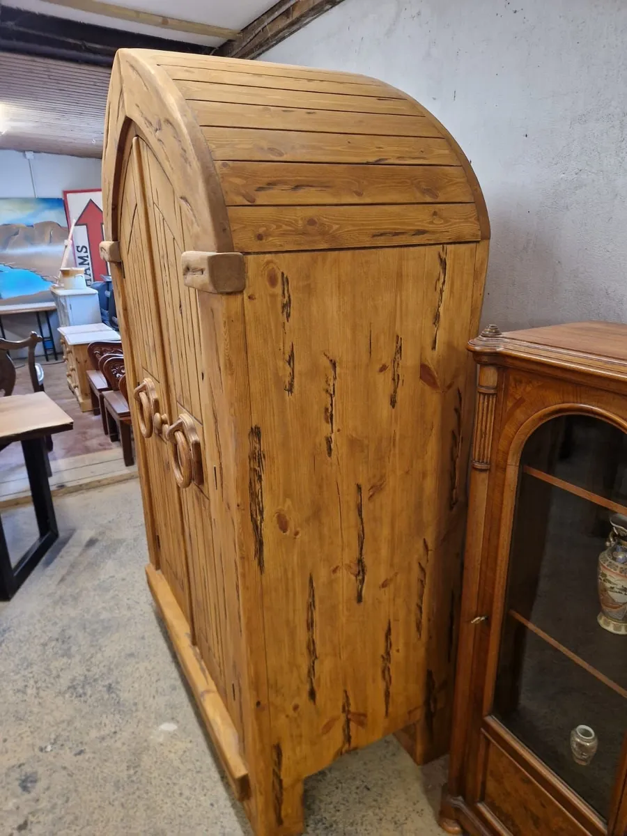 Vintage reclaimed pine gothic style press, cupboar - Image 4