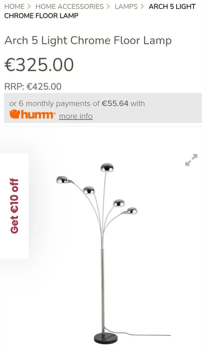 Decorative Arch 5 Lights Chrome Floor lamp - Image 2