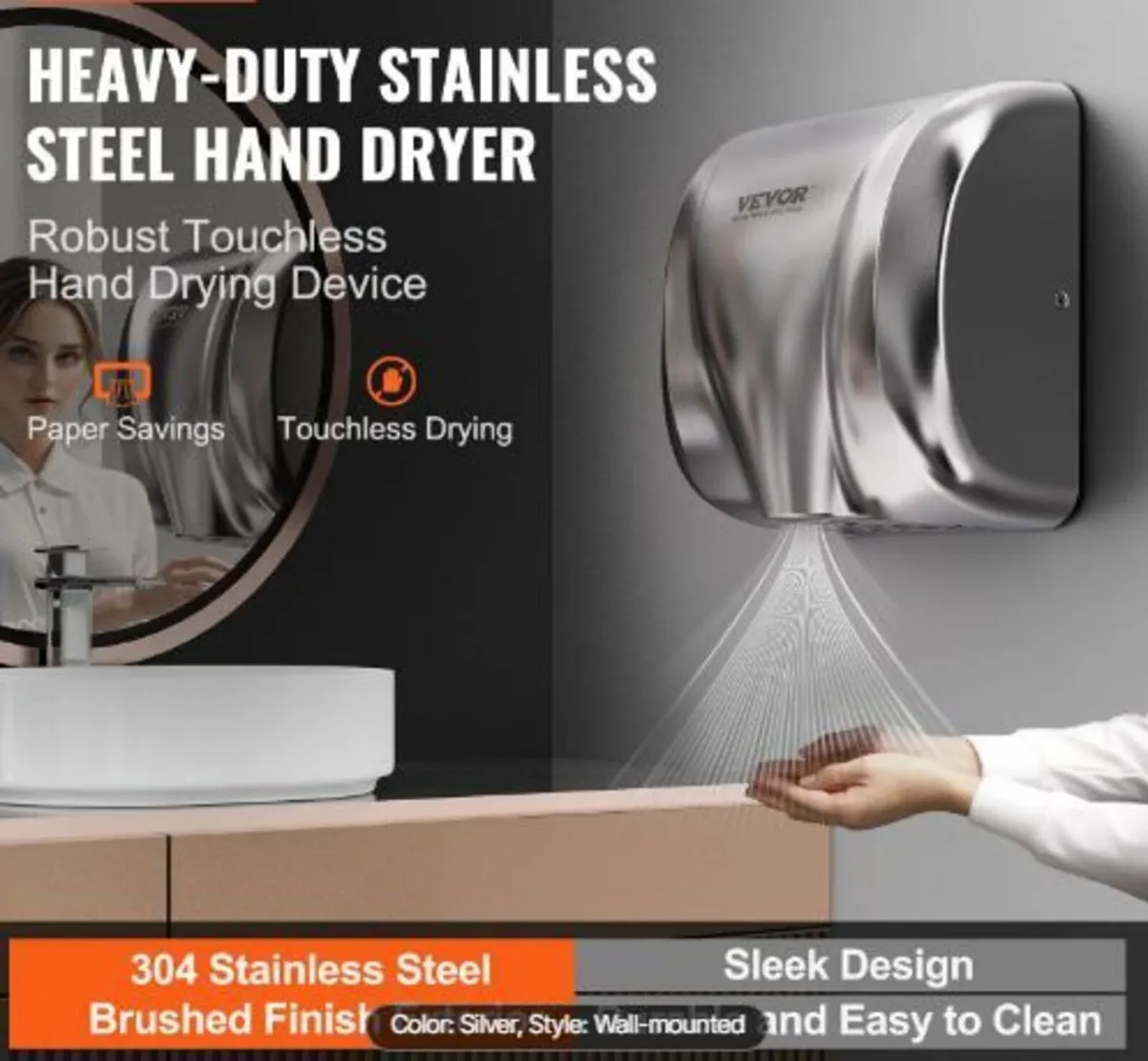 Heavy Duty Commercial Hand Dryer, 1800W - Image 2