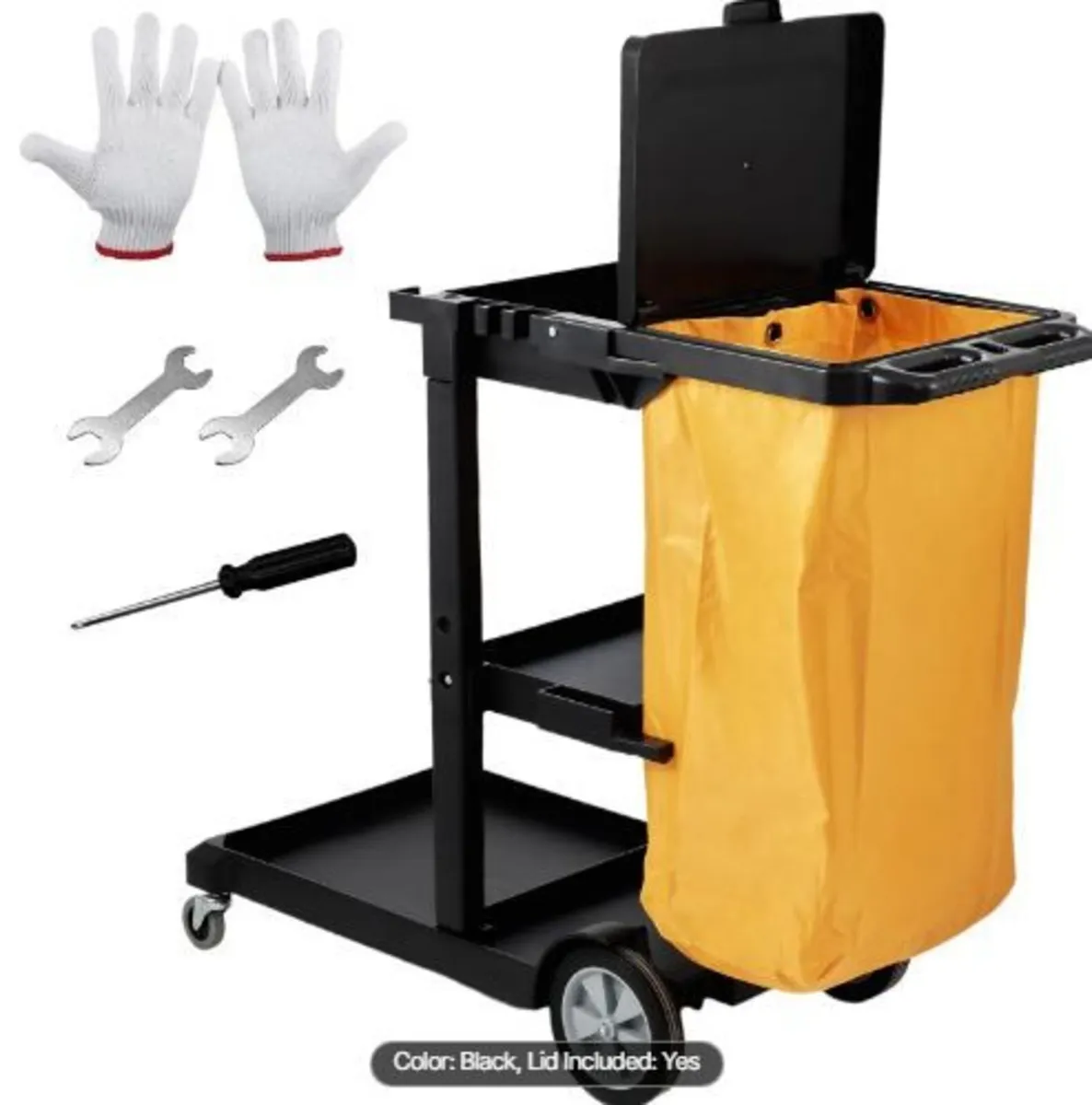 Cleaning Cart, 3-Shelf Commercial Janitorial Cart - Image 1