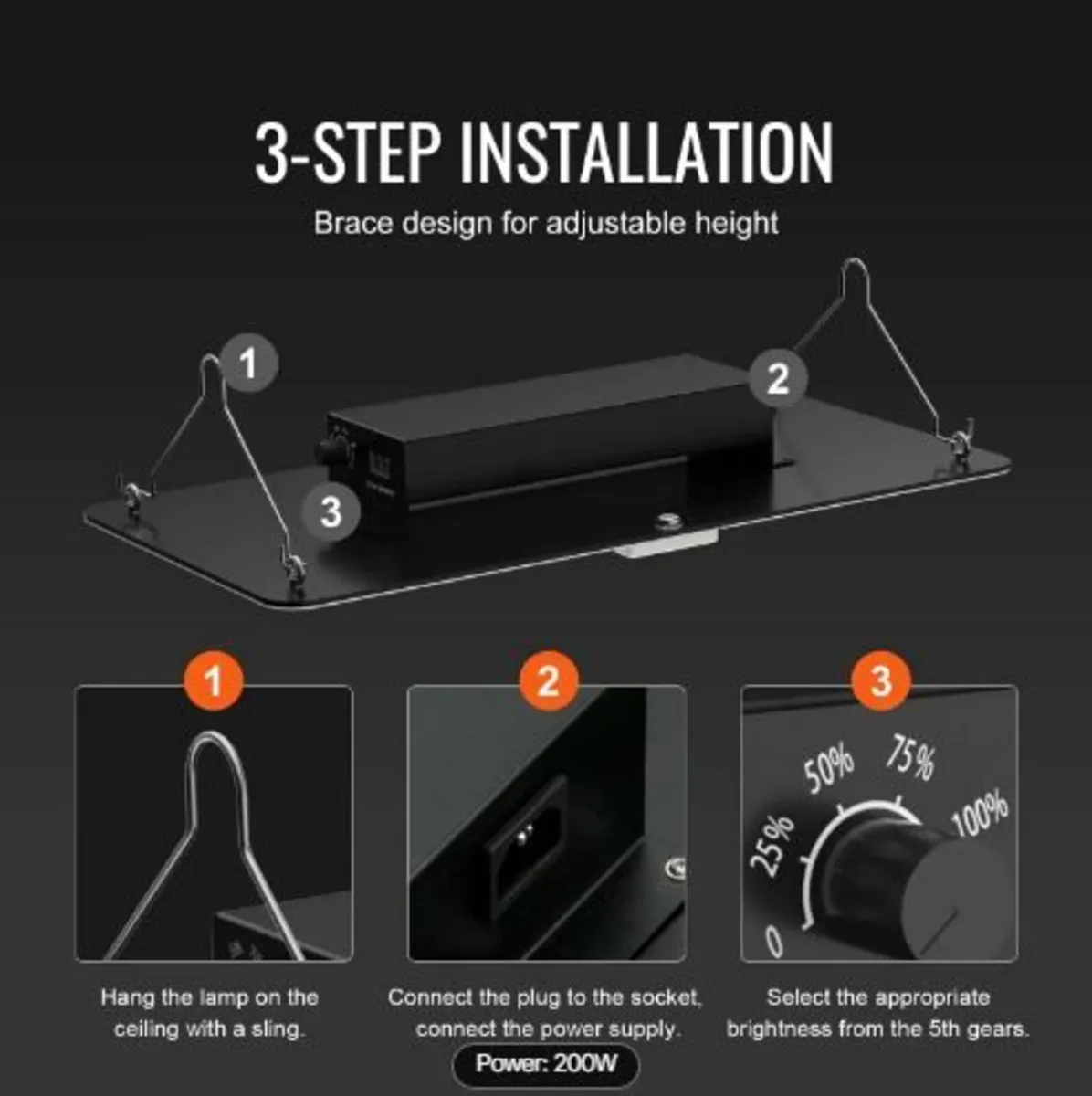 LED Grow Light, 200W Full Spectrum Dimmable - Image 4