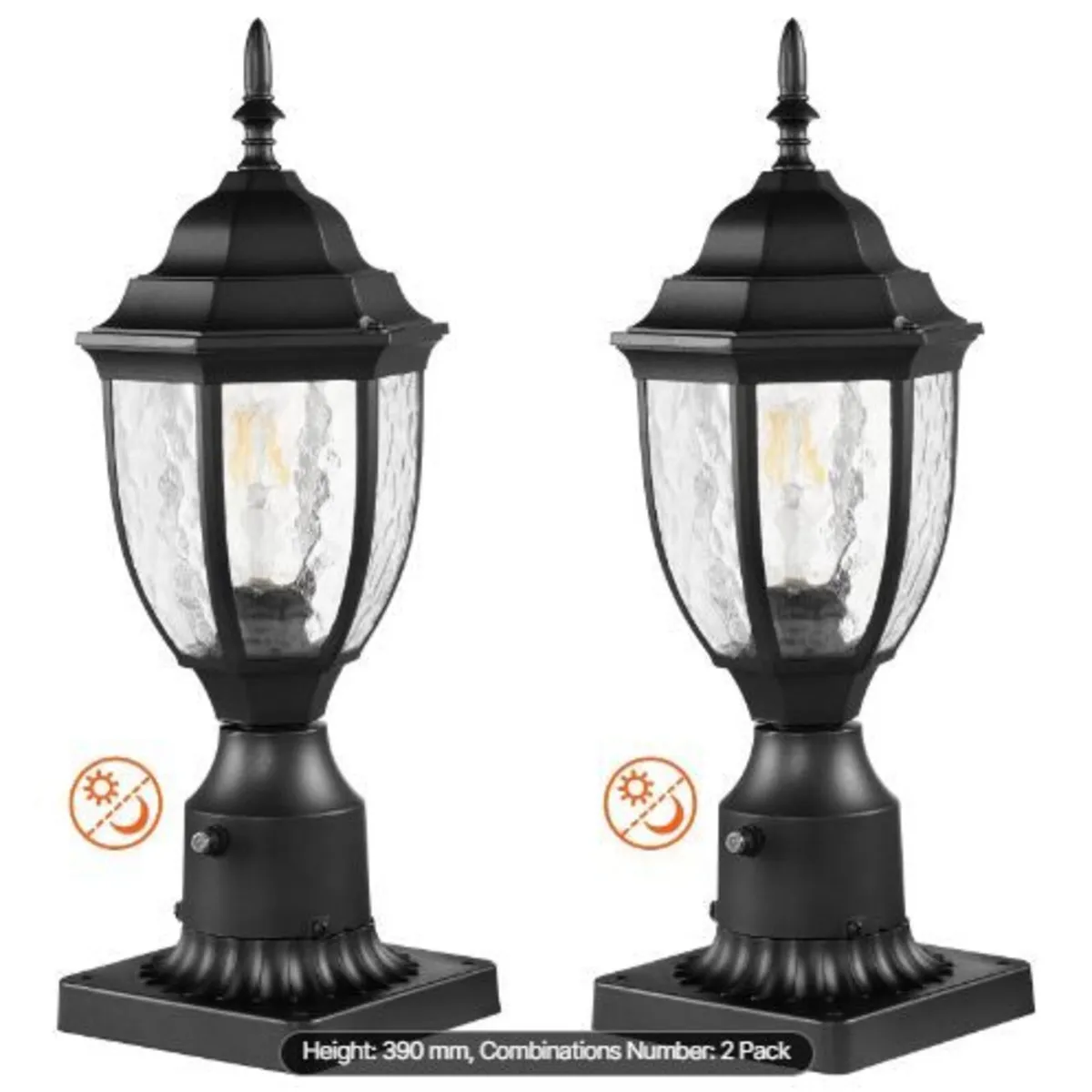 2 Pack Dusk to Dawn Outdoor Post Light - Image 1