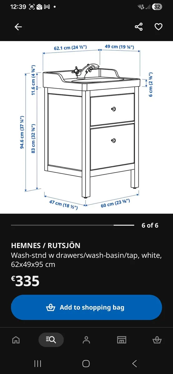 Bathroom Vanity Unit with sink, tap & waste - Image 3