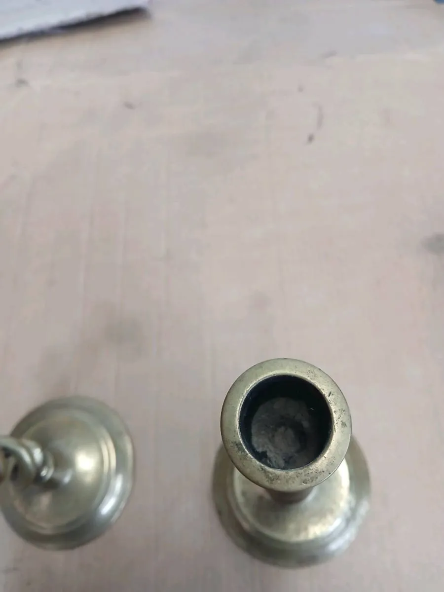 Antique brass candle holders - Image 3
