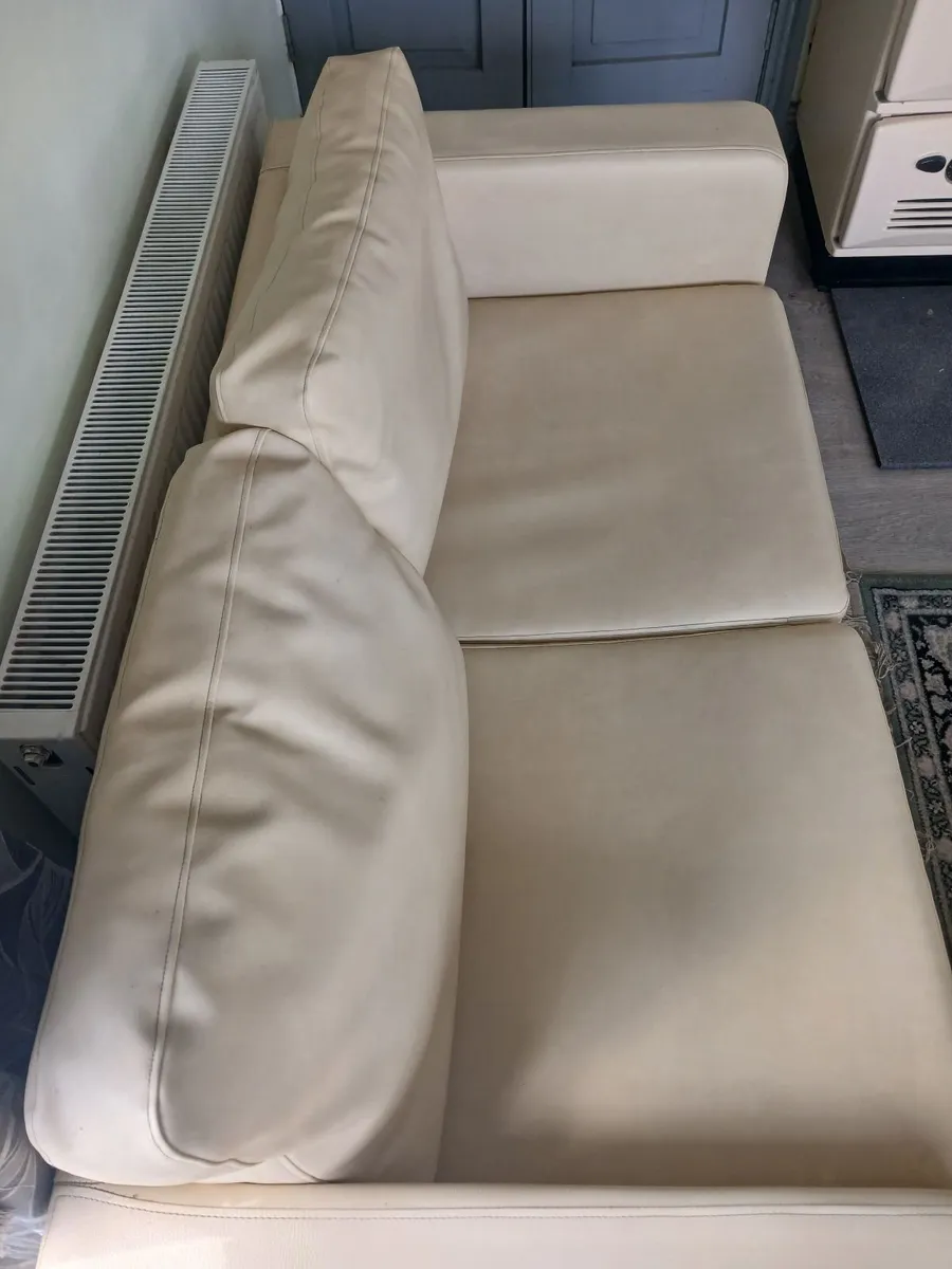 Sofa bed cream leather - Image 2