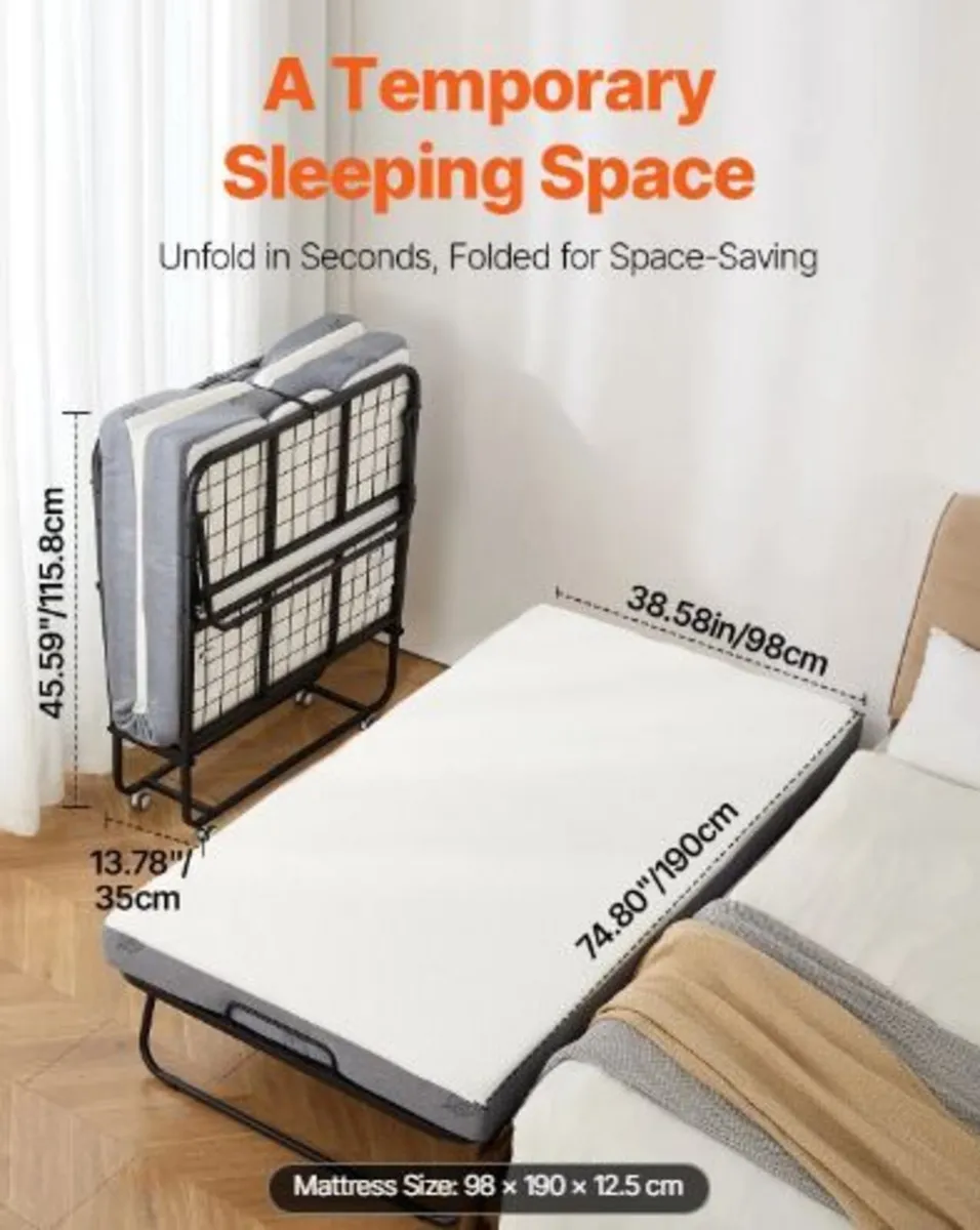 Rollaway Bed, 38 in x 75 in Folding Bed - Image 1
