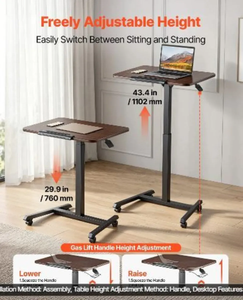 Standing Desk, Adjustable Height Mobile Stand - Image 1