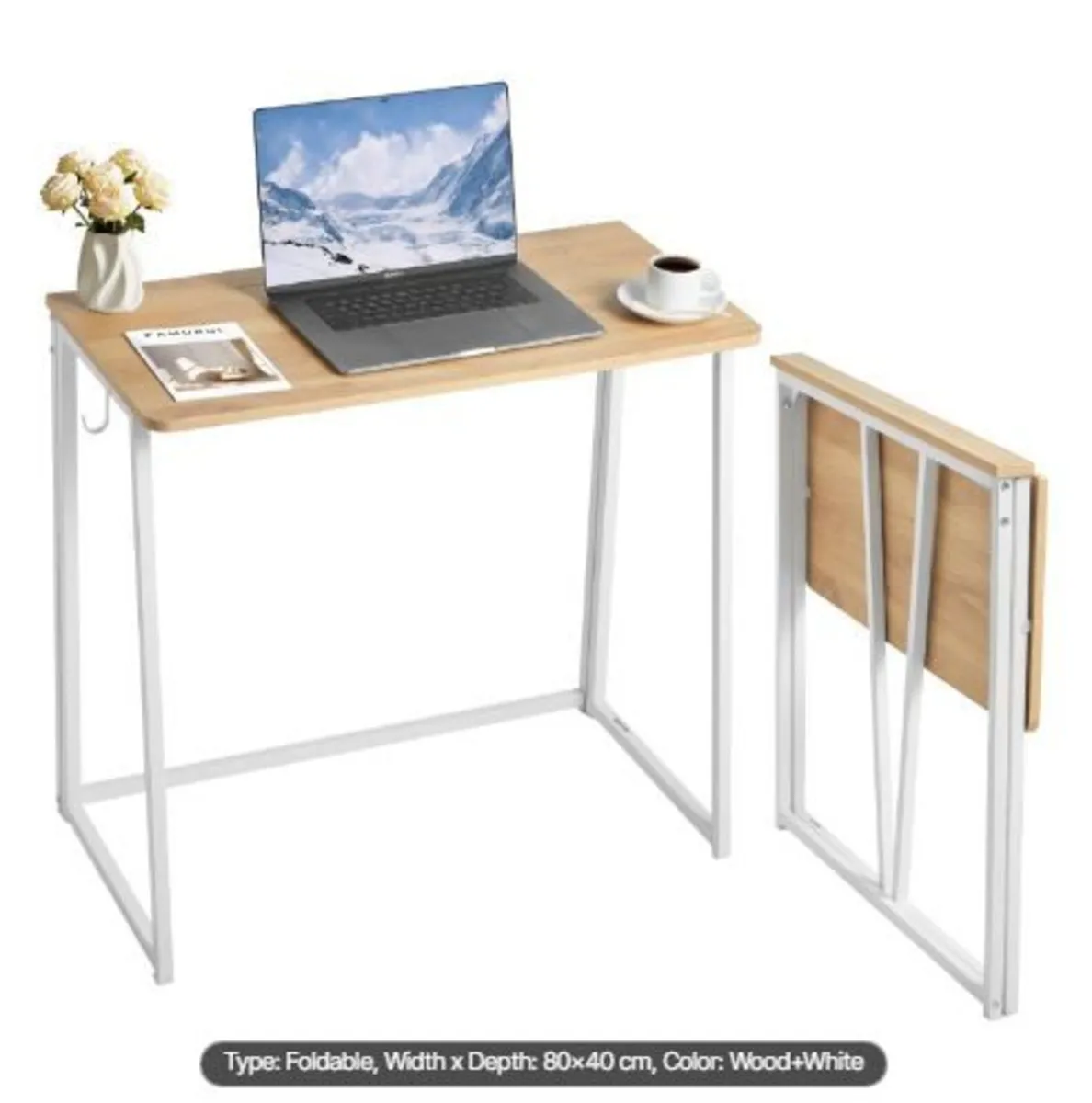 Folding Desk, 80 cm Small Foldable Table - Image 1