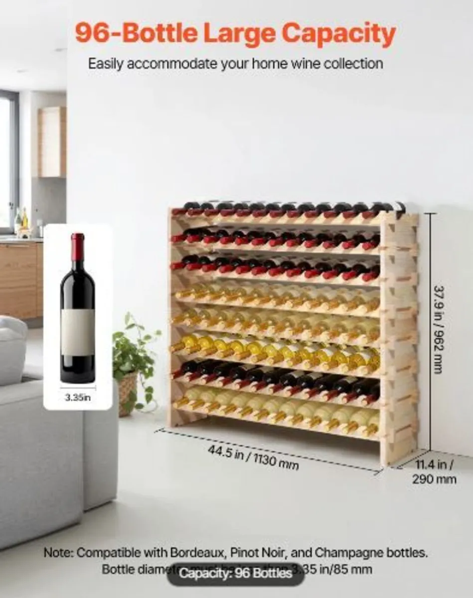 96 Bottle Stackable Modular Wine Rack - Image 1