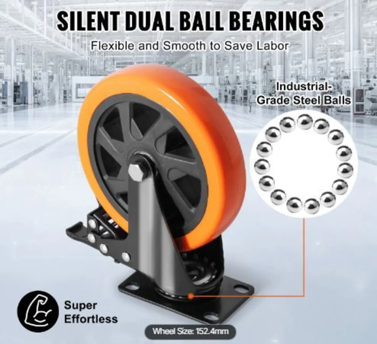 Caster Wheels, 15.2 cm Swivel Plate Casters - Image 1