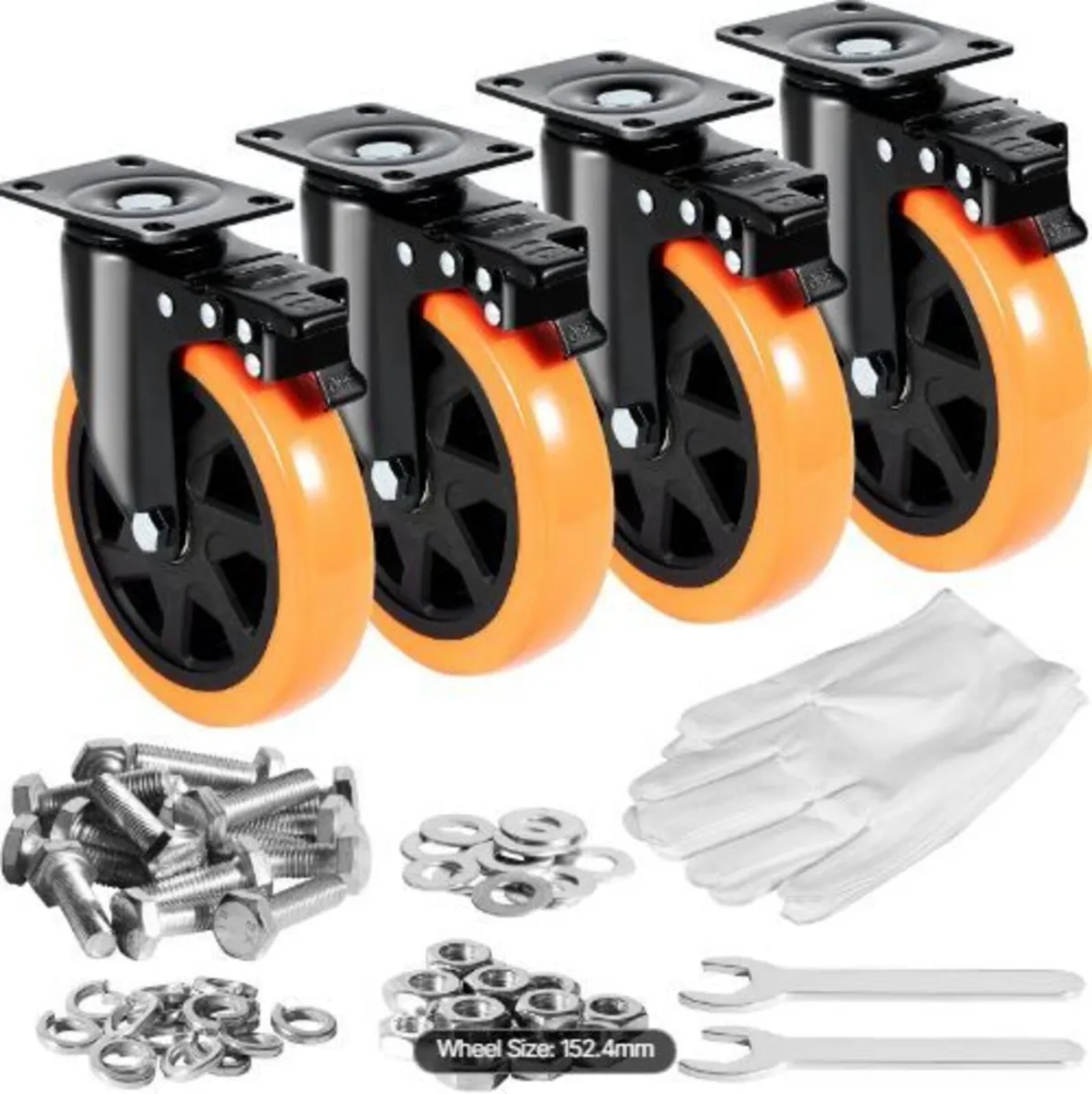 Caster Wheels, 15.2 cm Swivel Plate Casters - Image 3