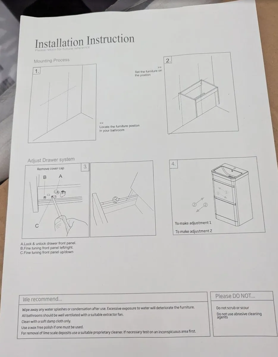 MyLife Casi 700mm 2 Drawer Vanity Unit **NO SINK** - Image 2