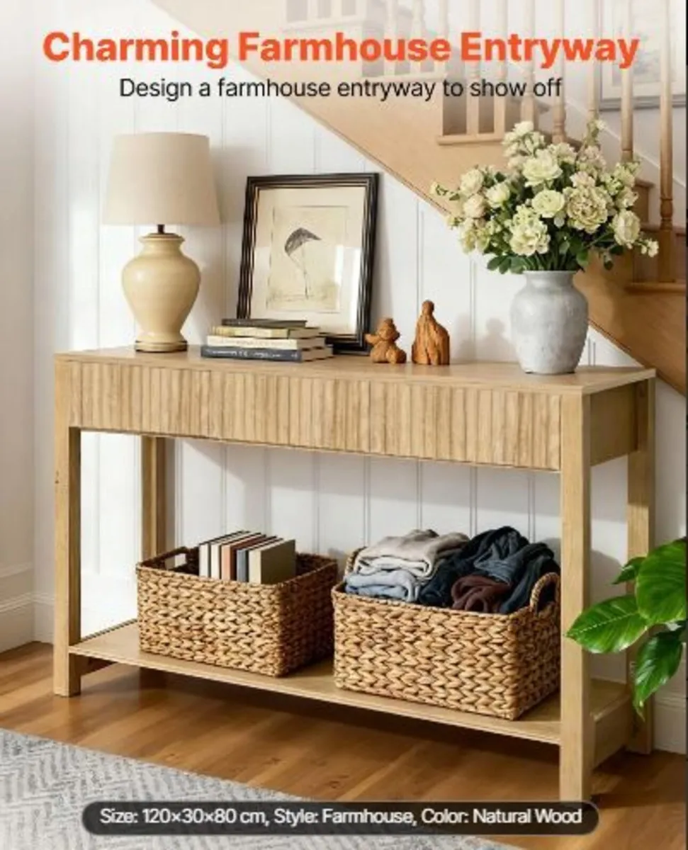 120 cm Console Table, Farmhouse Desk - Image 1