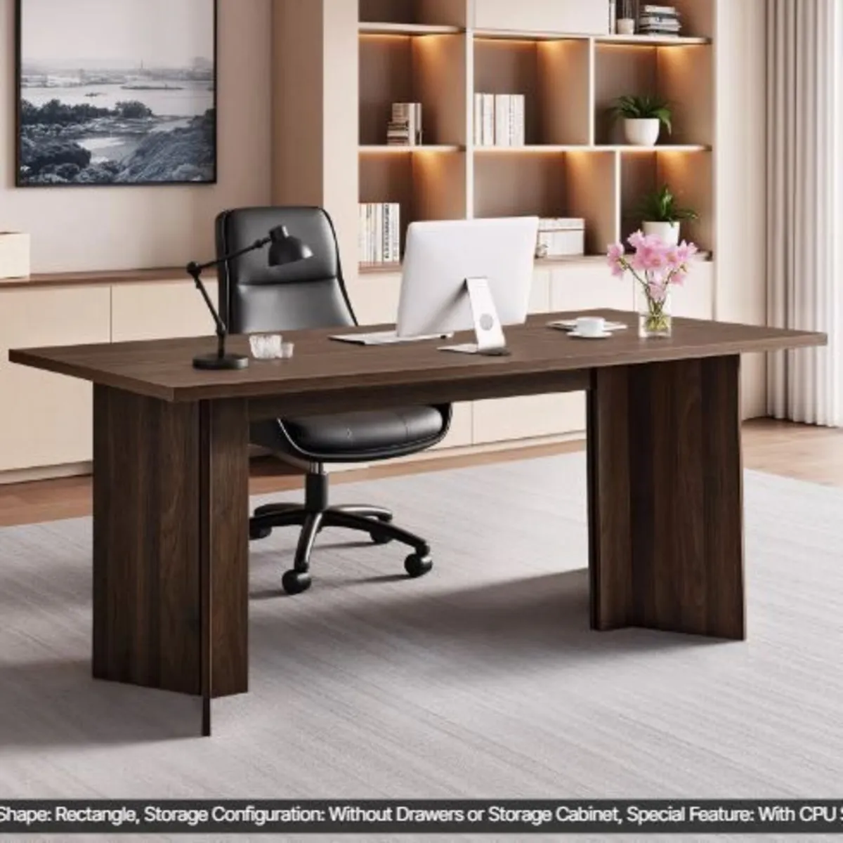 63 in Executive Desk, Large Modern Rectangle Offic - Image 3