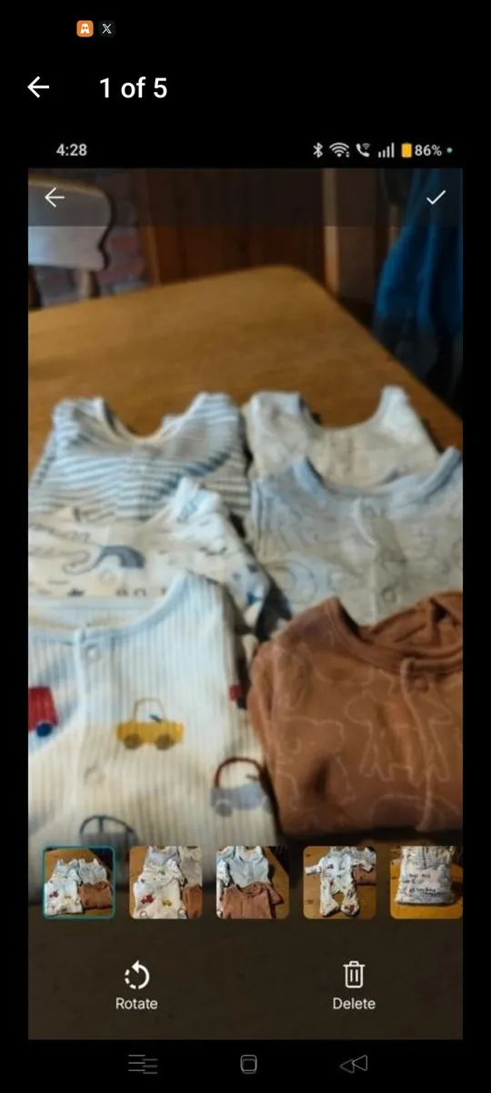 Boys M&S 5 tiny baby babygrows - Image 1