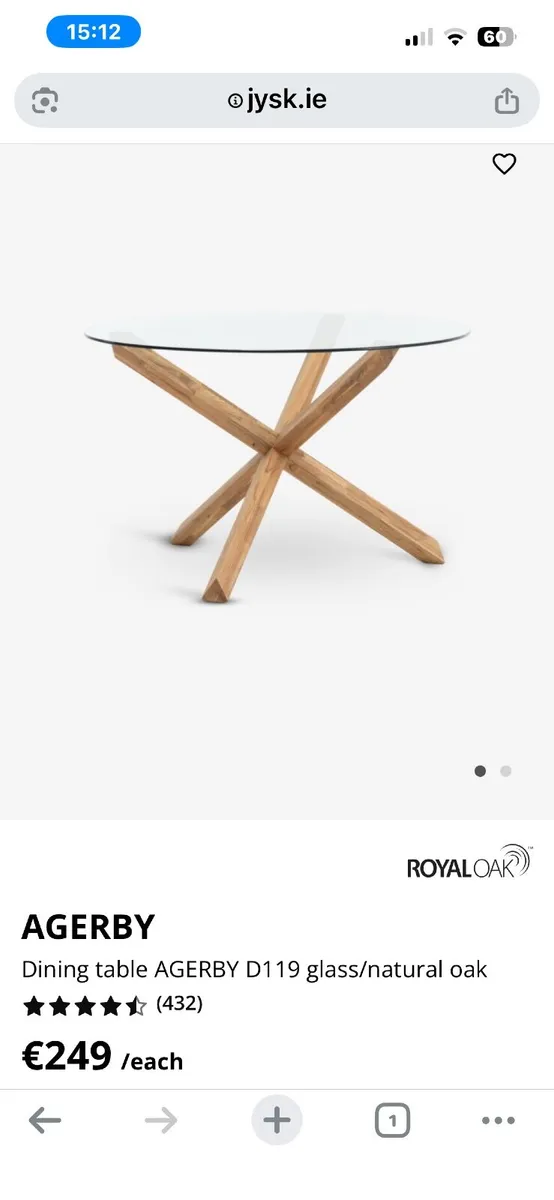 Glass top dining table - Image 1