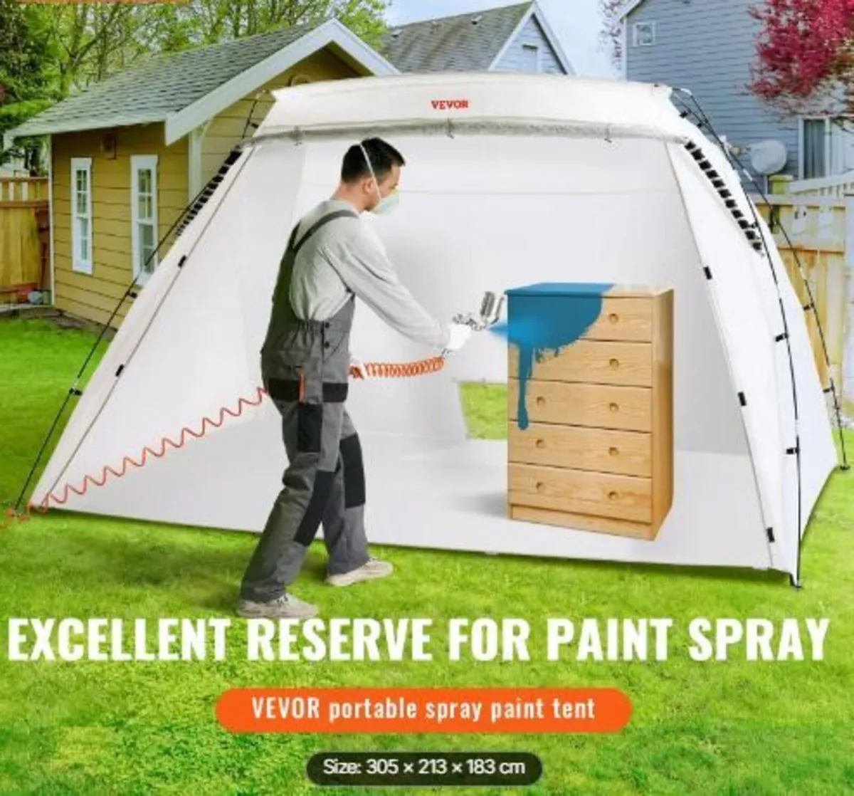 Spray Paint Shelter, 3.0m x 2.1m x 1.8m Portable - Image 3