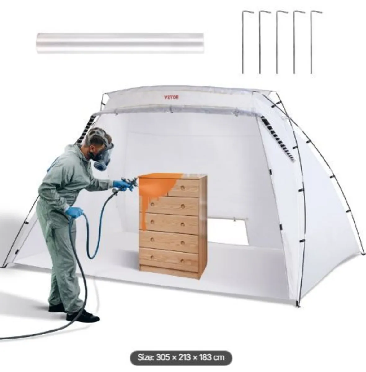 Spray Paint Shelter, 3.0m x 2.1m x 1.8m Portable - Image 4