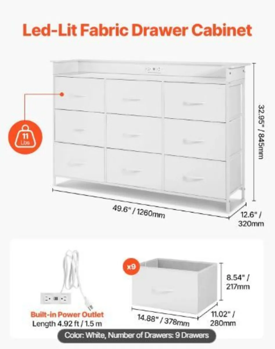 9 Drawer Dresser, Tall Drawer Dresser - Image 3